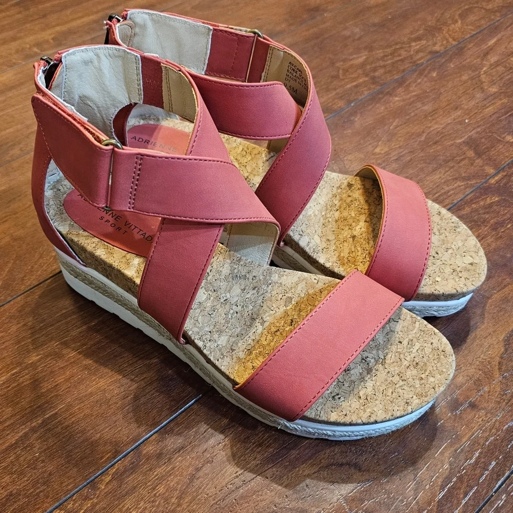 Adrienne Vittadini Capers Wedge Sandal, Pink, Size 9.5 - Picture 1 of 6
